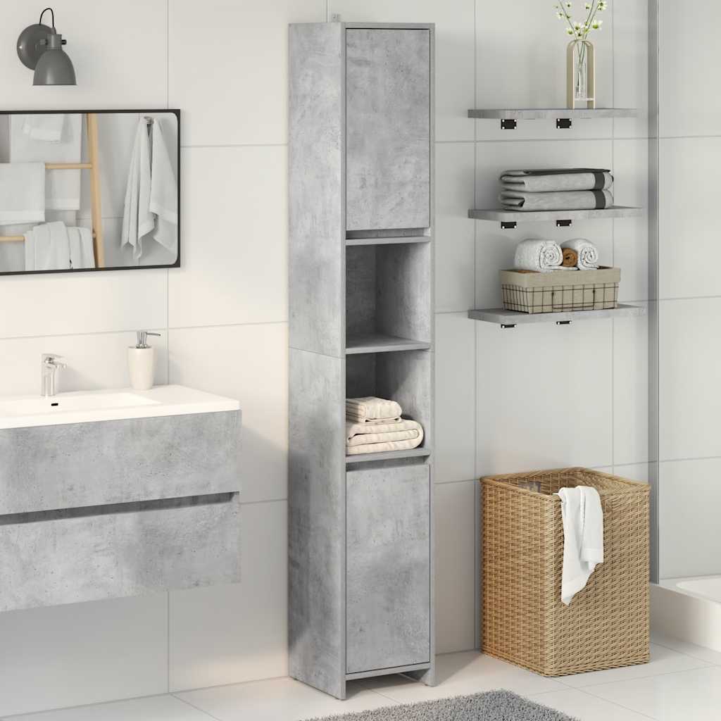 Concrete Grey Bathroom Cabinet, Engineered Wood, 30x30x183.5 cm