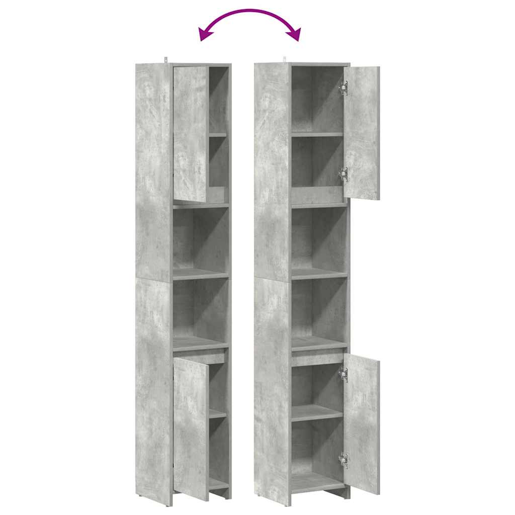 Concrete Grey Bathroom Cabinet, Engineered Wood, 30x30x183.5 cm