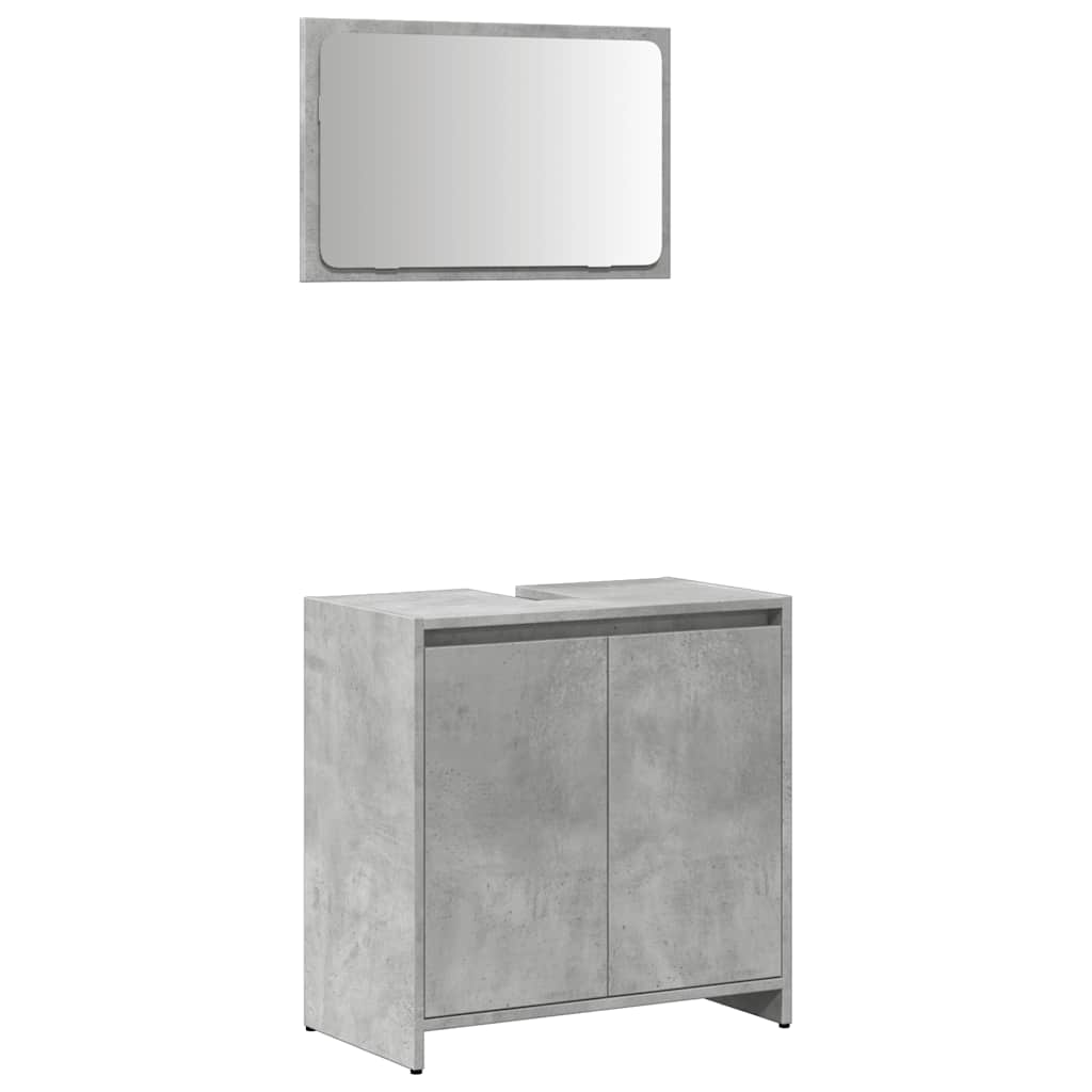 Concrete Grey Engineered Wood Bathroom Set - 2 Piece Furniture