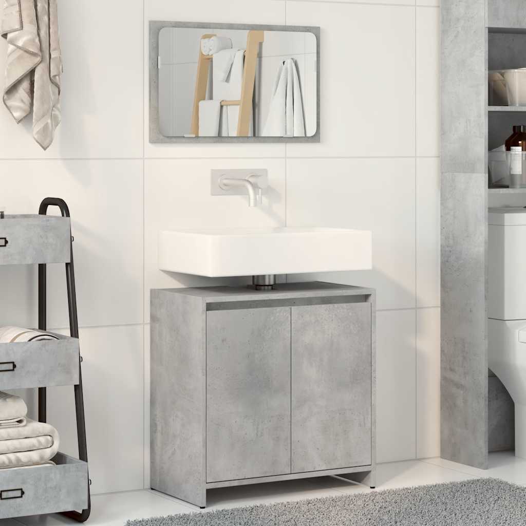 Concrete Grey Engineered Wood Bathroom Set - 2 Piece Furniture