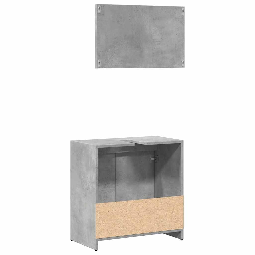 Concrete Grey Engineered Wood Bathroom Set - 2 Piece Furniture