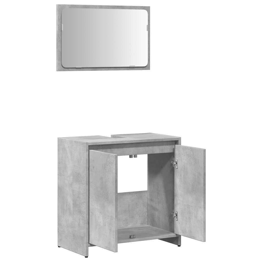 Concrete Grey Engineered Wood Bathroom Set - 2 Piece Furniture