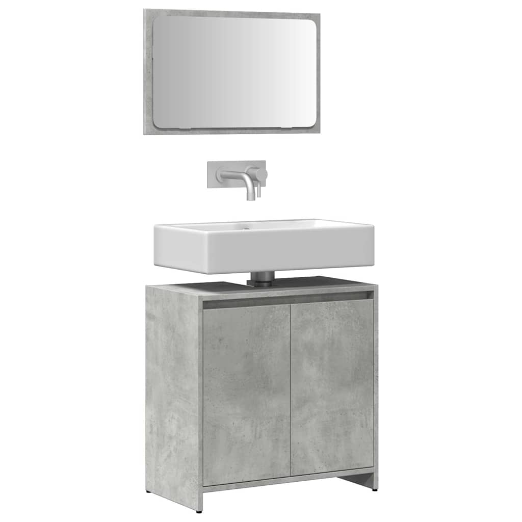 Concrete Grey Engineered Wood Bathroom Set - 2 Piece Furniture