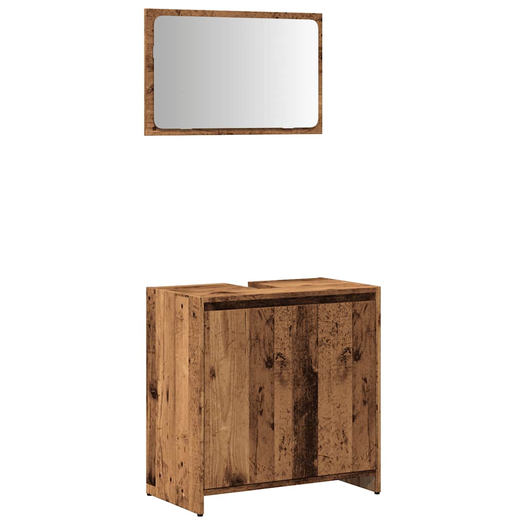 Vintage Style 2-Piece Bathroom Furniture Set, Old Engineered Wood