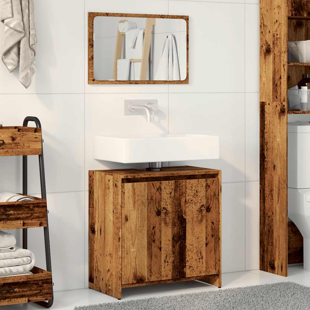 Vintage Style 2-Piece Bathroom Furniture Set, Old Engineered Wood