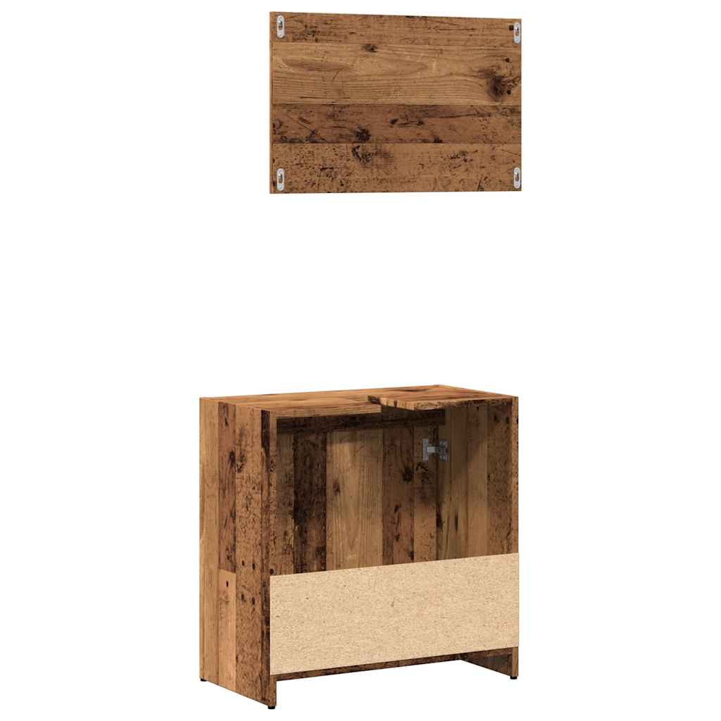 Vintage Style 2-Piece Bathroom Furniture Set, Old Engineered Wood