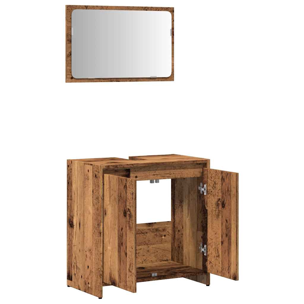 Vintage Style 2-Piece Bathroom Furniture Set, Old Engineered Wood