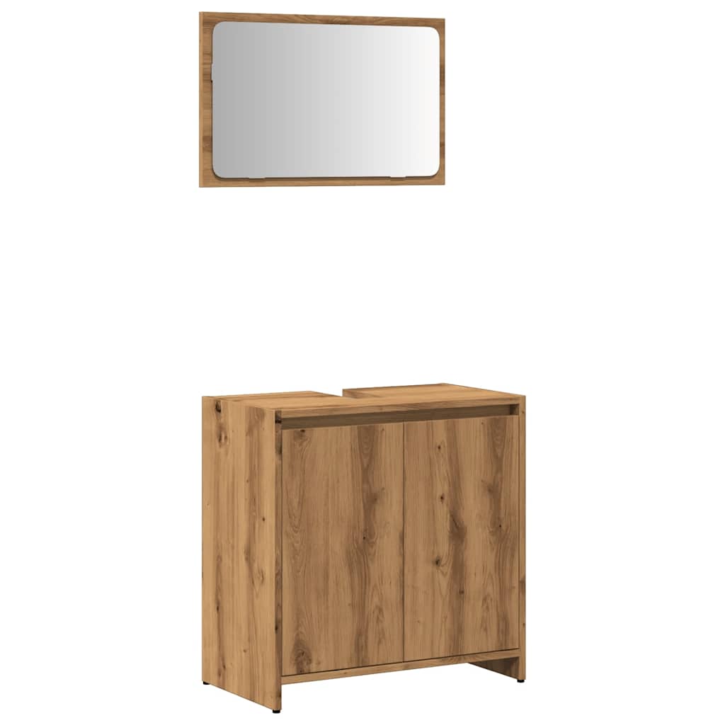 Artisan Oak 2-Piece Bathroom Set - Engineered Wood Elegance