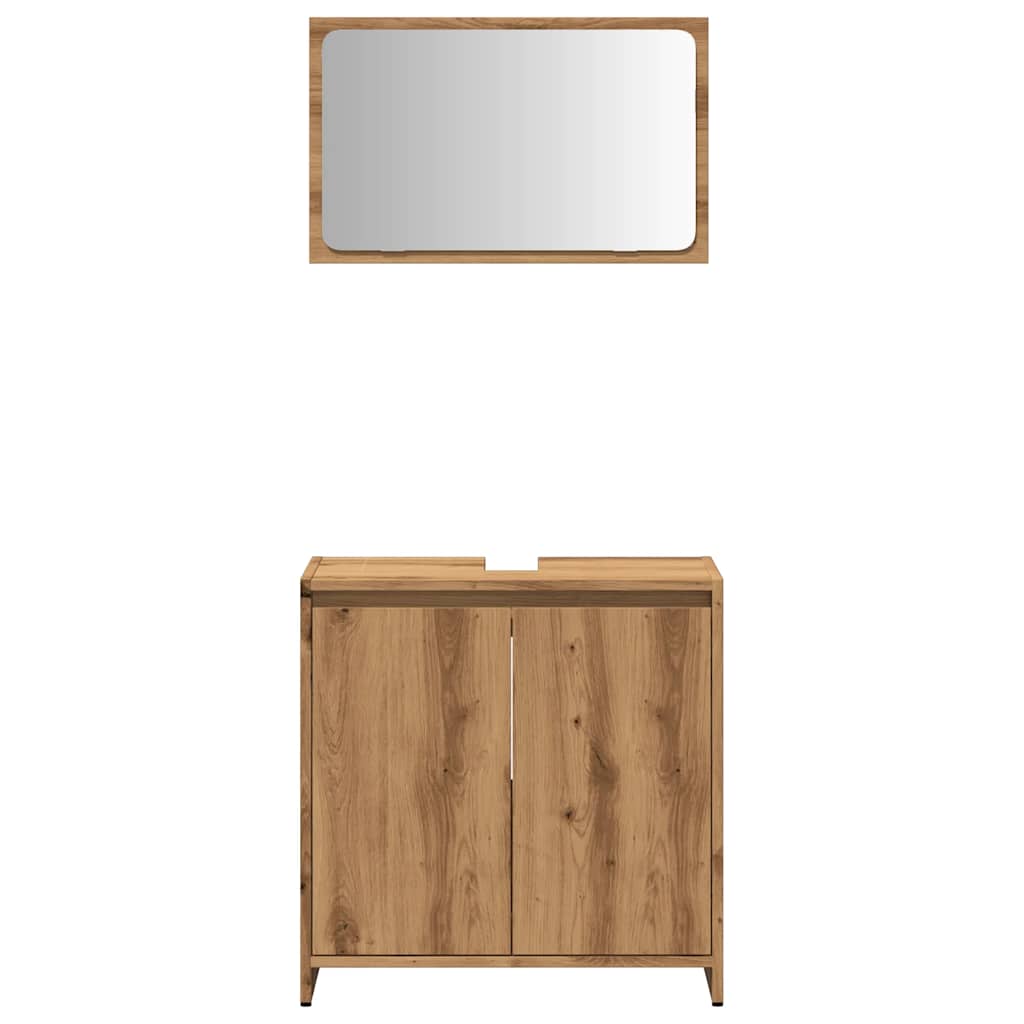 Artisan Oak 2-Piece Bathroom Set - Engineered Wood Elegance