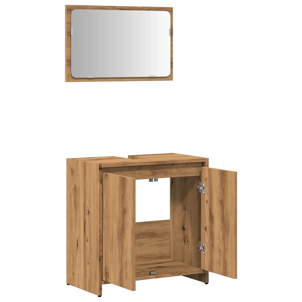 Artisan Oak 2-Piece Bathroom Set - Engineered Wood Elegance