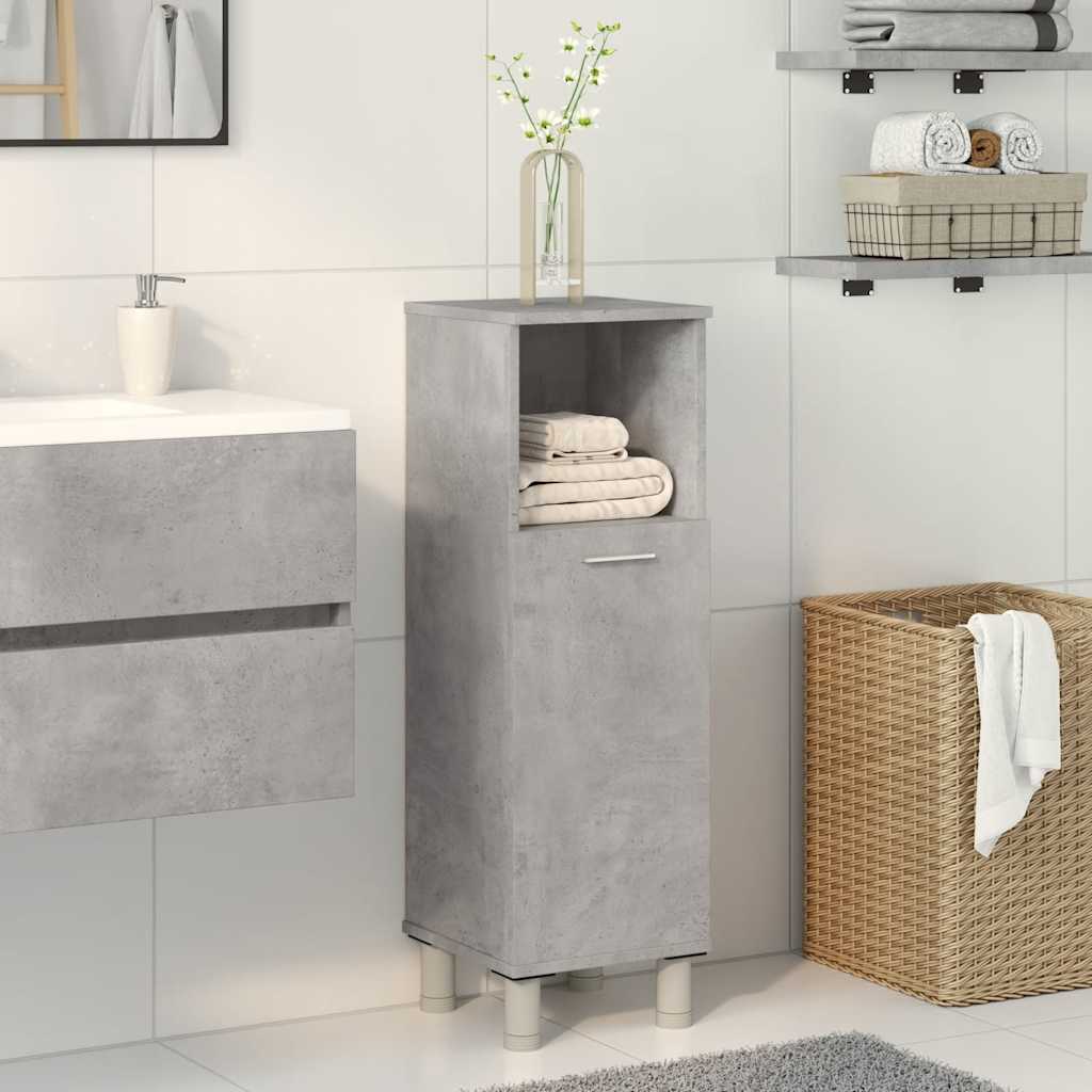 Compact Concrete Grey Bathroom Cabinet, Engineered Wood, 30x30x95 cm