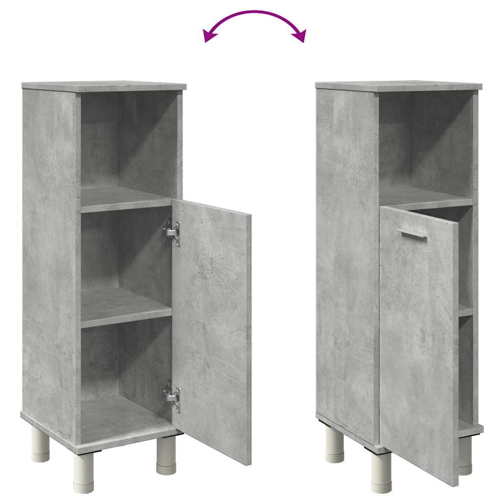 Compact Concrete Grey Bathroom Cabinet, Engineered Wood, 30x30x95 cm
