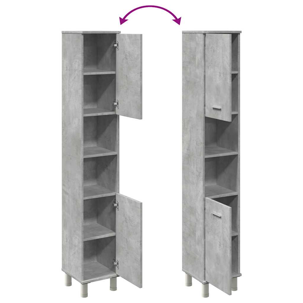 Concrete Grey Bathroom Cabinet, 30x30x179 cm, Engineered Wood