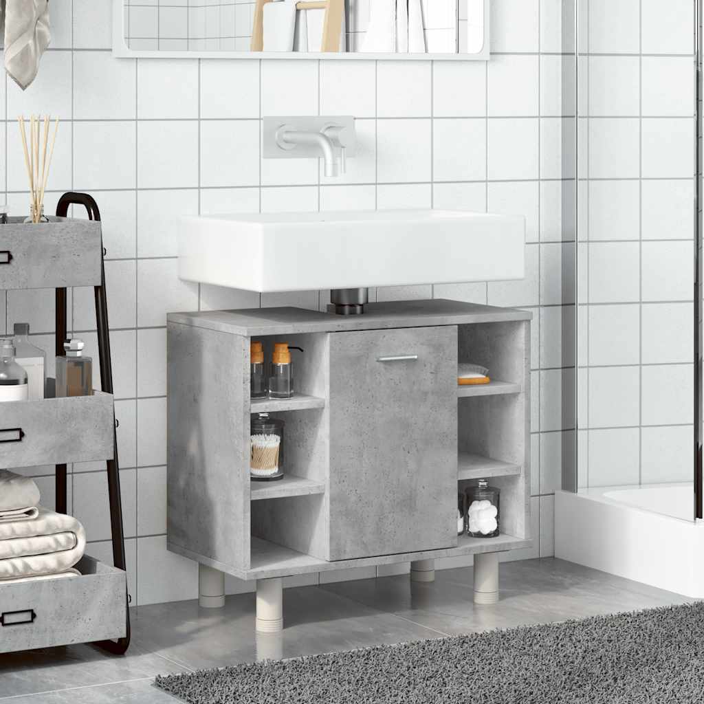 Concrete Grey Engineered Wood Bathroom Cabinet 60x32x53.5 cm