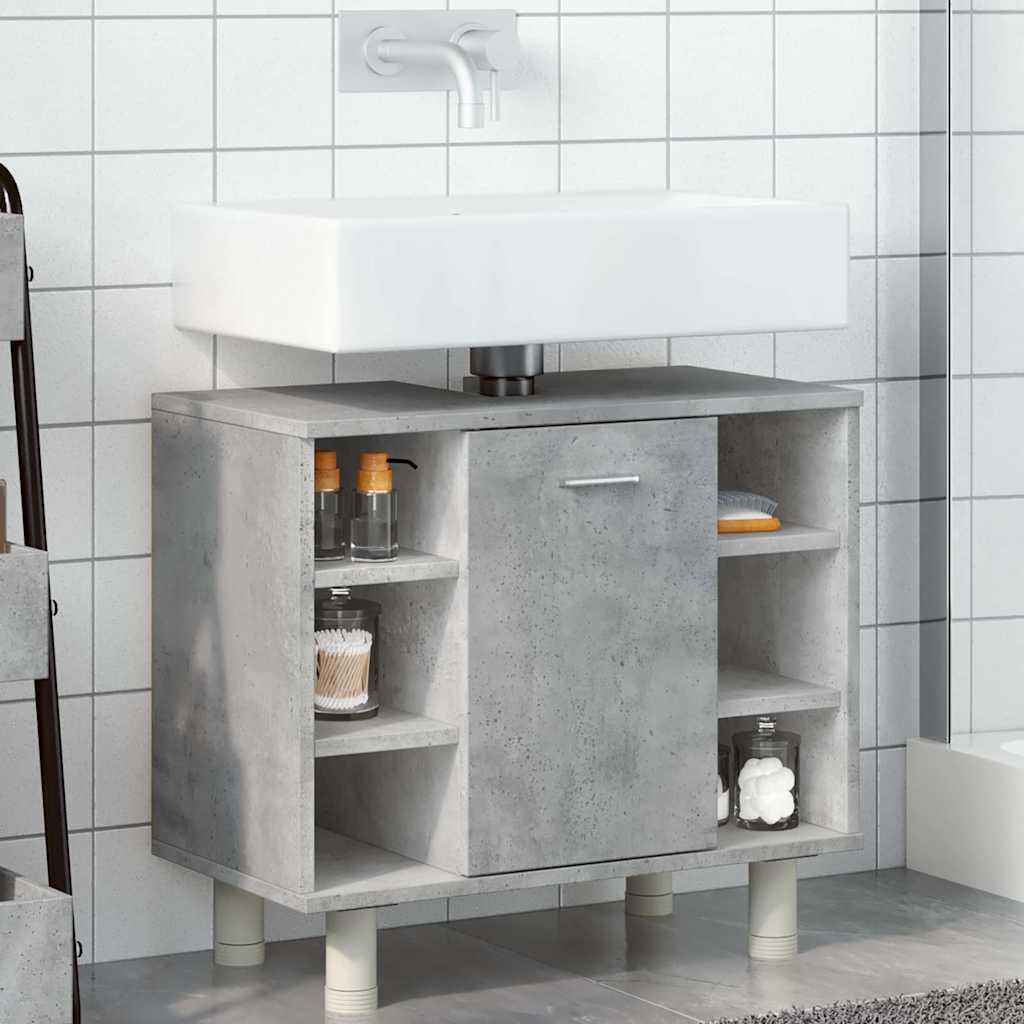 Concrete Grey Engineered Wood Bathroom Cabinet 60x32x53.5 cm