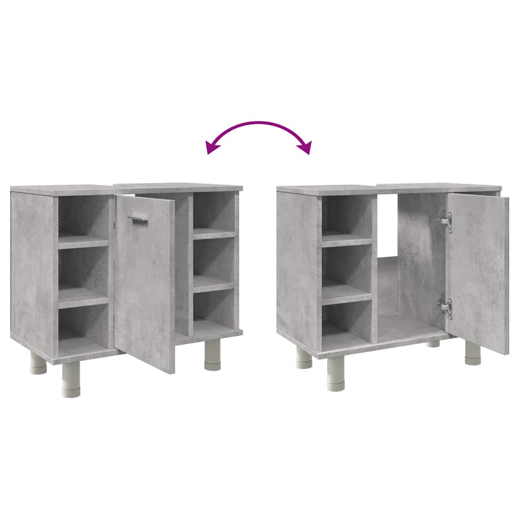 Concrete Grey Engineered Wood Bathroom Cabinet 60x32x53.5 cm