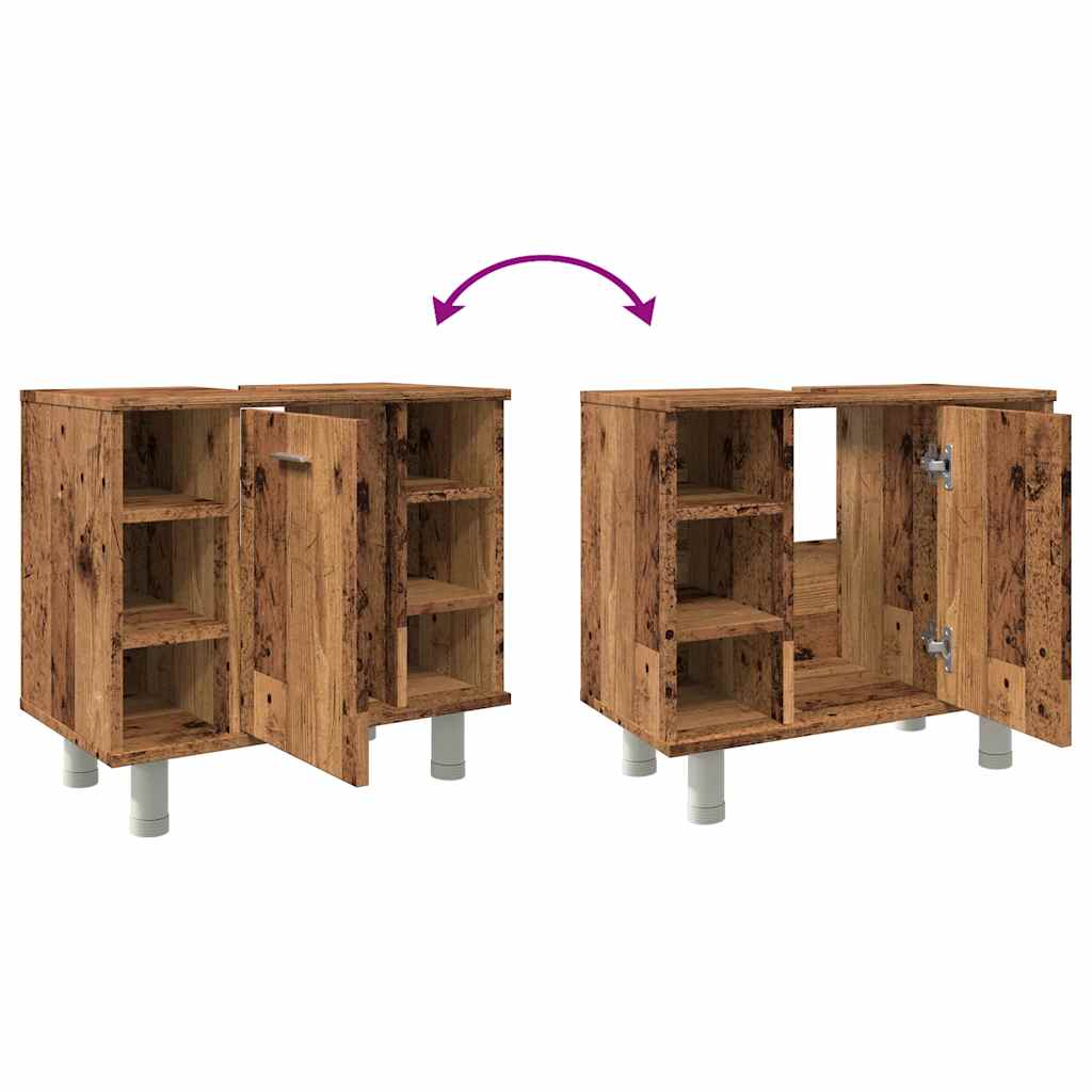 Rustic Bathroom Cabinet, Engineered Wood, 60x32x53.5 cm Vintage Charm