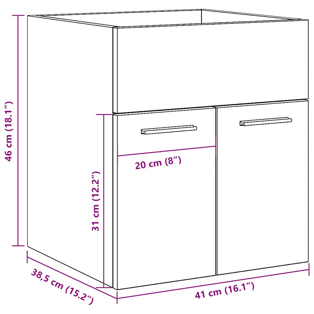 Sonoma Oak Bathroom Sink Cabinet, 41x38.5x46 cm, Engineered Wood