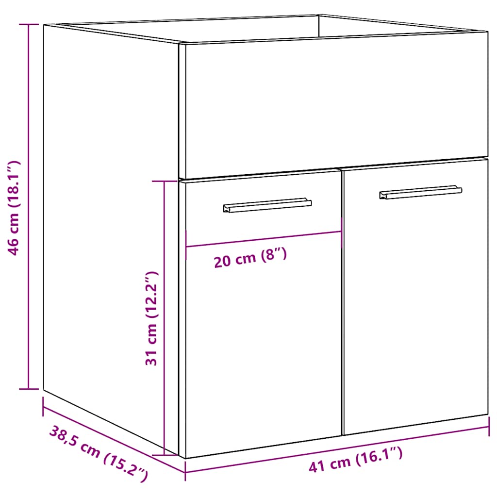 Vintage-Style Engineered Wood Bathroom Sink Cabinet, 41x38.5x46 cm