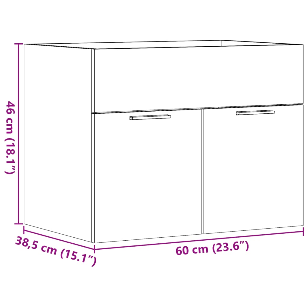 Sonoma Oak Sink Cabinet 60x38.5x46 cm - Engineered Wood