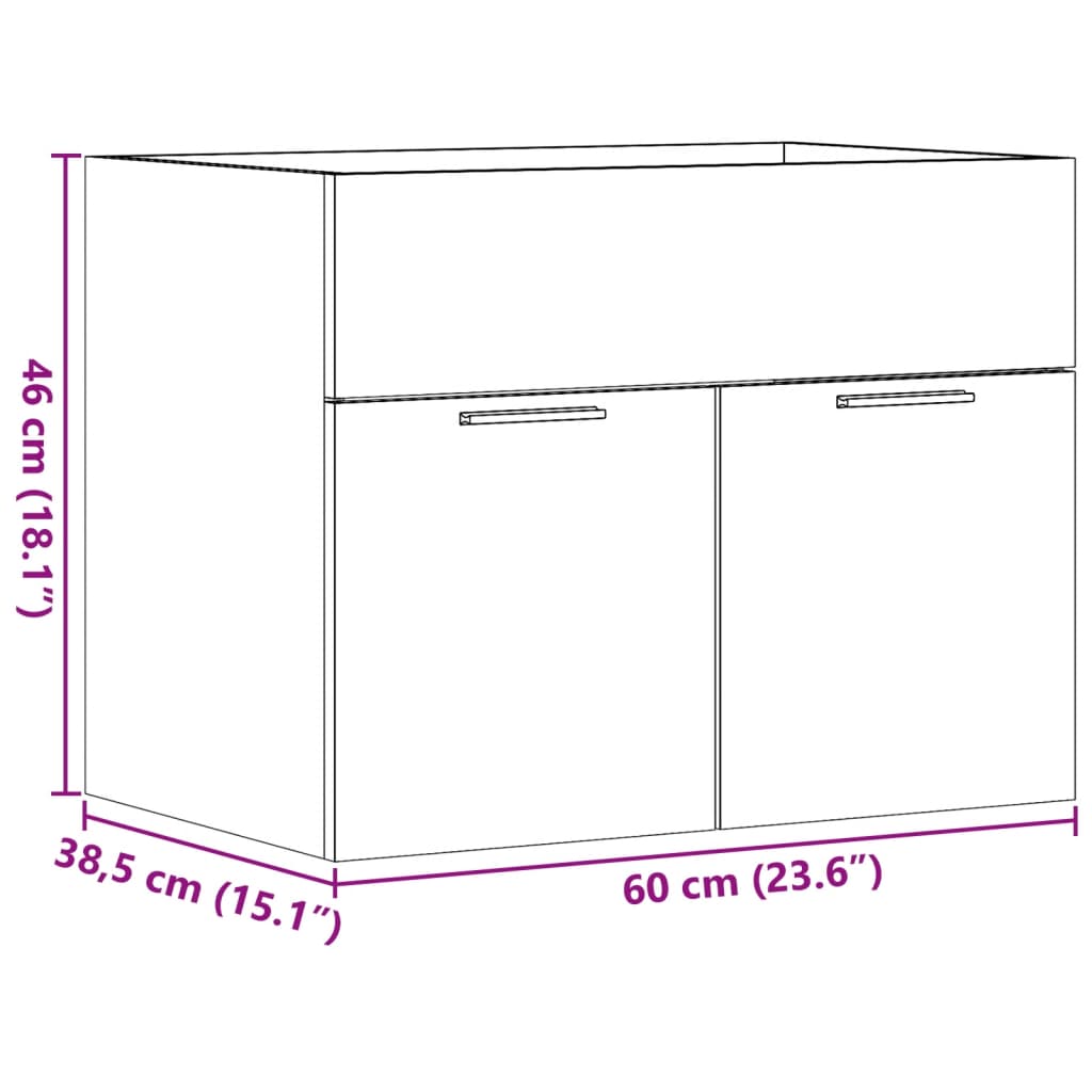 Concrete Grey Engineered Wood Sink Cabinet 60x38.5x46 cm