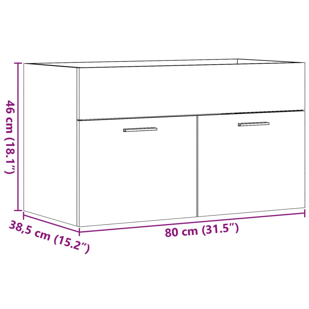 Concrete Grey Sink Cabinet - Engineered Wood, 80x38.5x46 cm