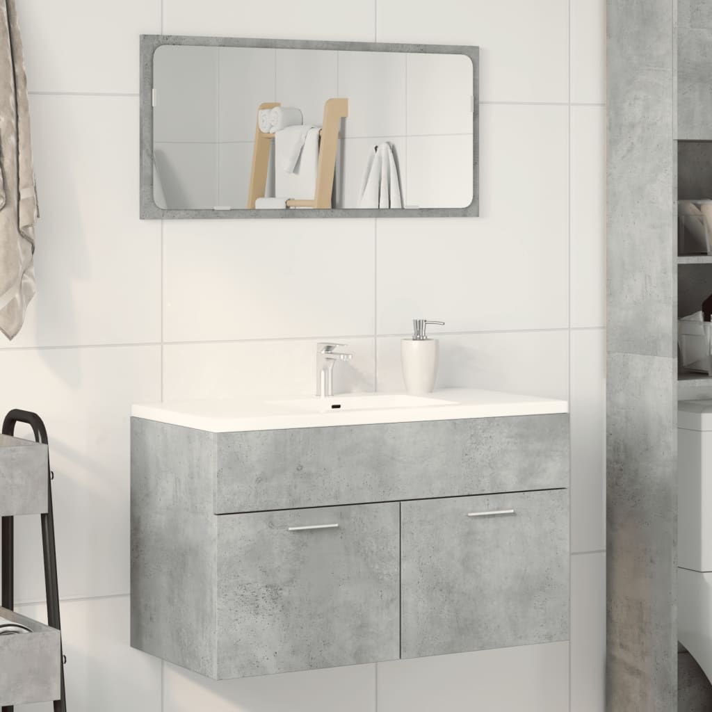 Concrete Grey Bathroom Sink Cabinet 90cm - Engineered Wood
