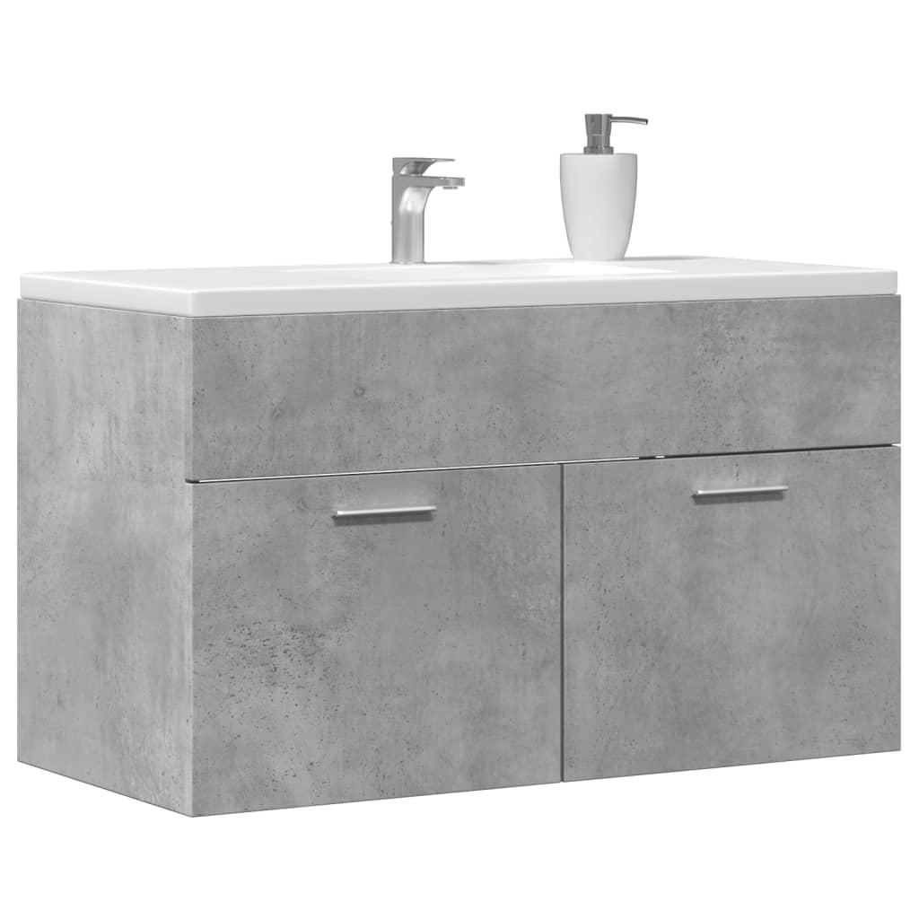 Concrete Grey Bathroom Sink Cabinet 90cm - Engineered Wood