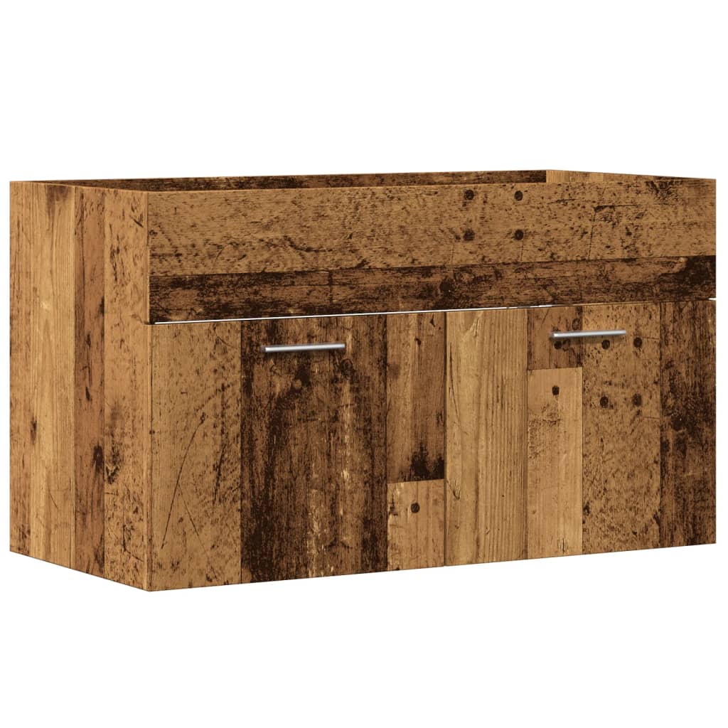 Rustic Engineered Wood Bathroom Sink Cabinet, 90x38.5x46cm