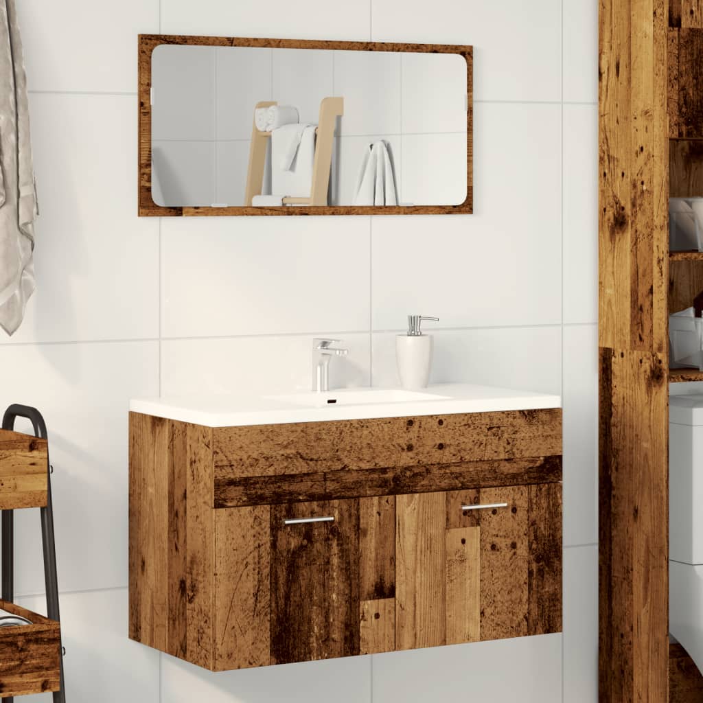 Rustic Engineered Wood Bathroom Sink Cabinet, 90x38.5x46cm