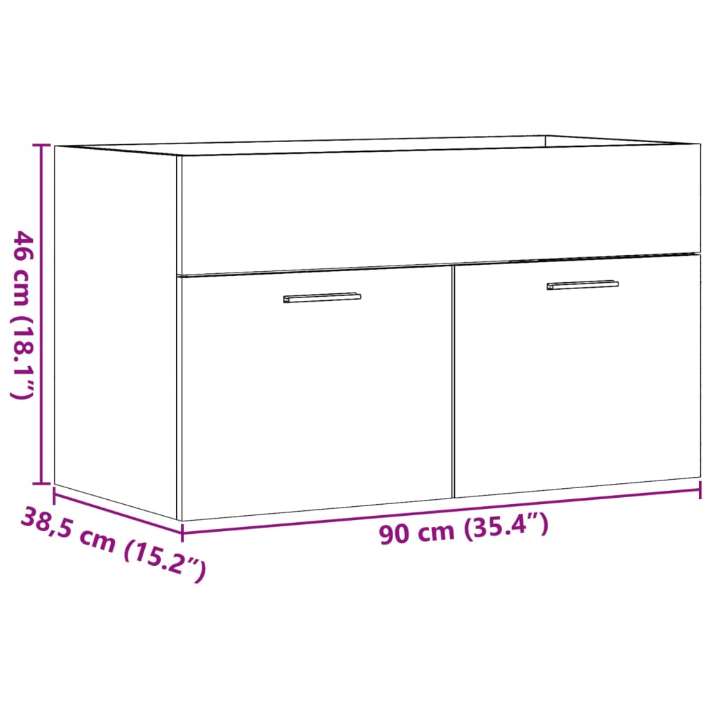 Rustic Engineered Wood Bathroom Sink Cabinet, 90x38.5x46cm