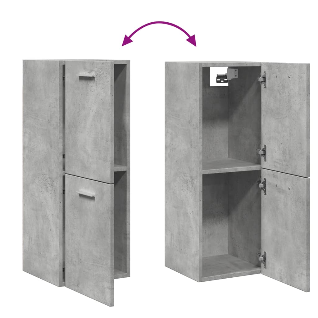 Concrete Grey Bathroom Hanging Cabinet - 30x30x80 cm, Engineered Wood