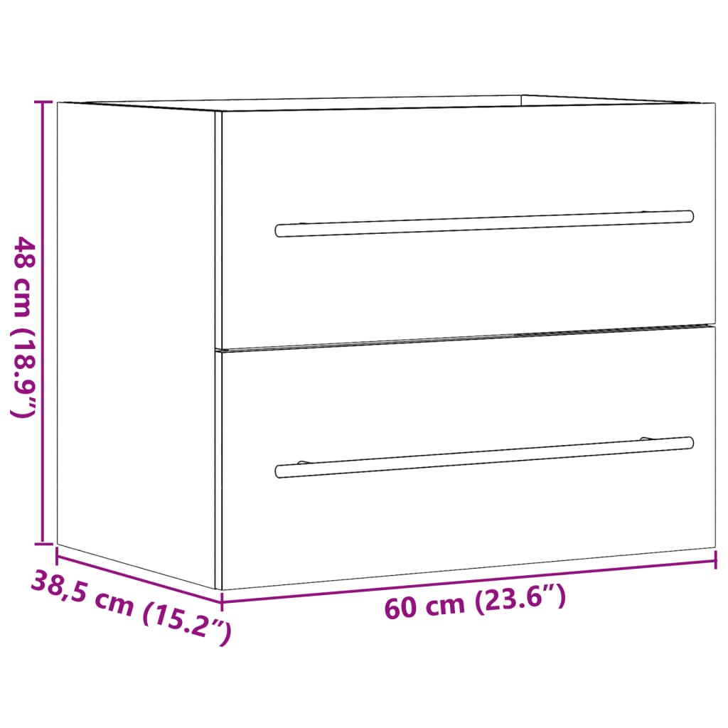 Concrete Grey Engineered Wood Sink Cabinet 60x38.5x48 cm