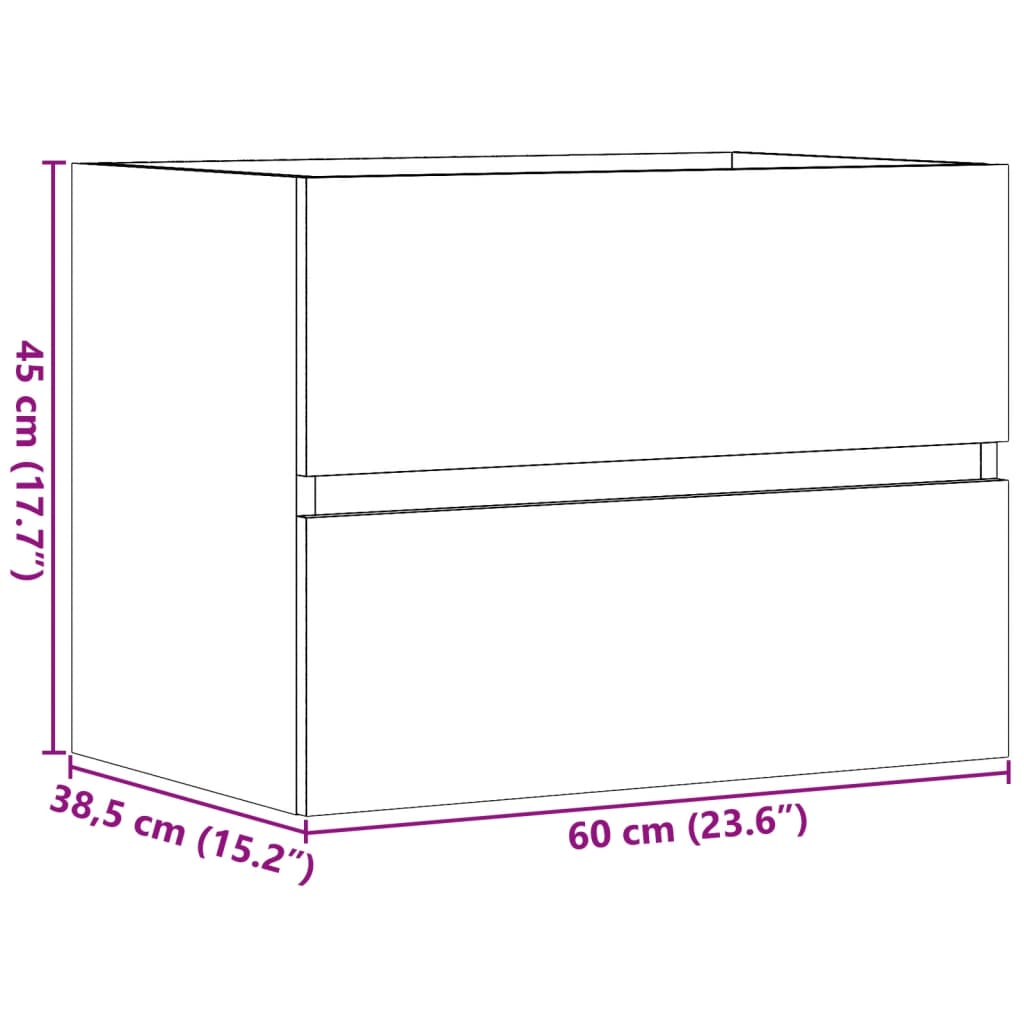 Concrete Grey Engineered Wood Bathroom Cabinet 60x38.5x45 cm