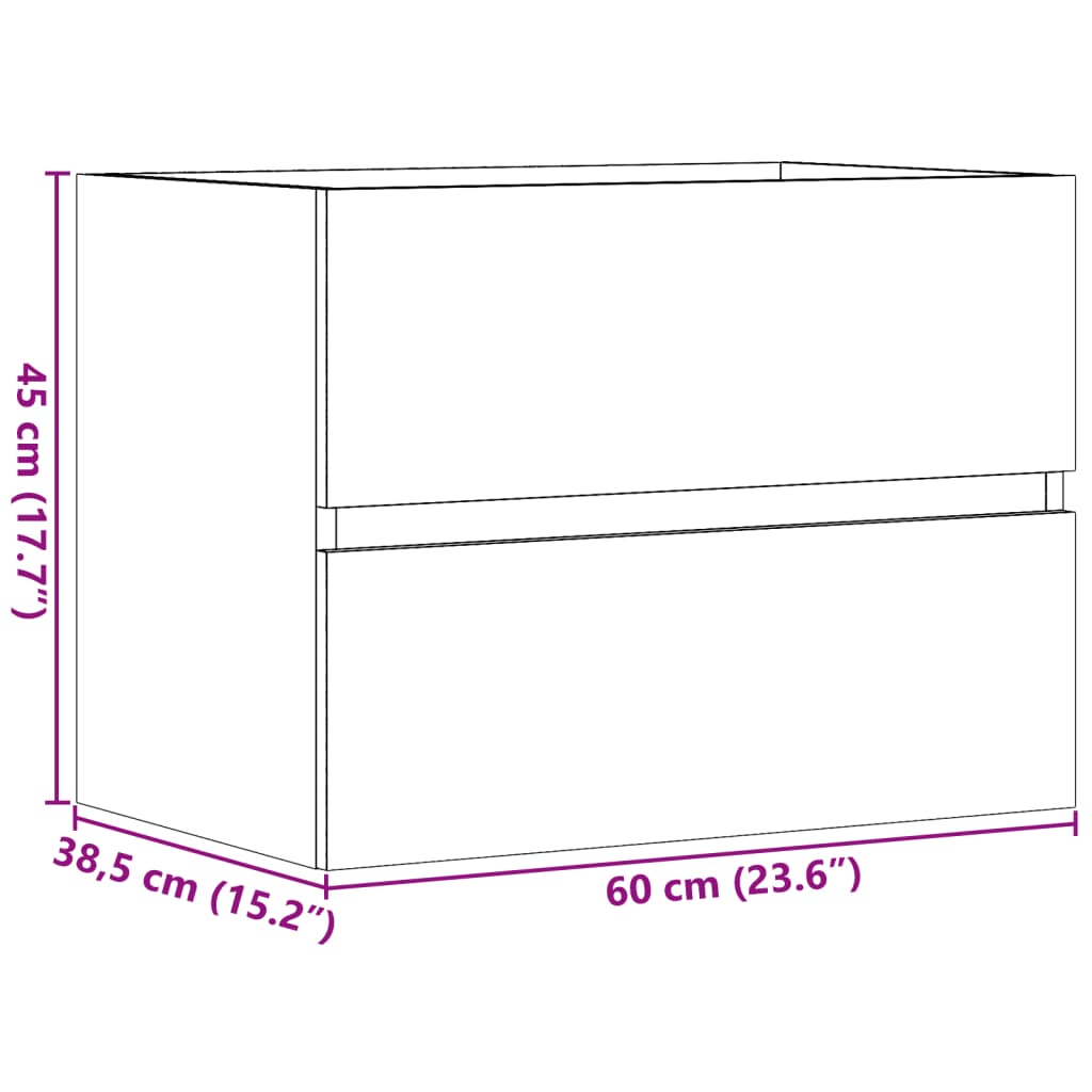 Rustic Engineered Wood Bathroom Cabinet, 60x38.5x45 cm