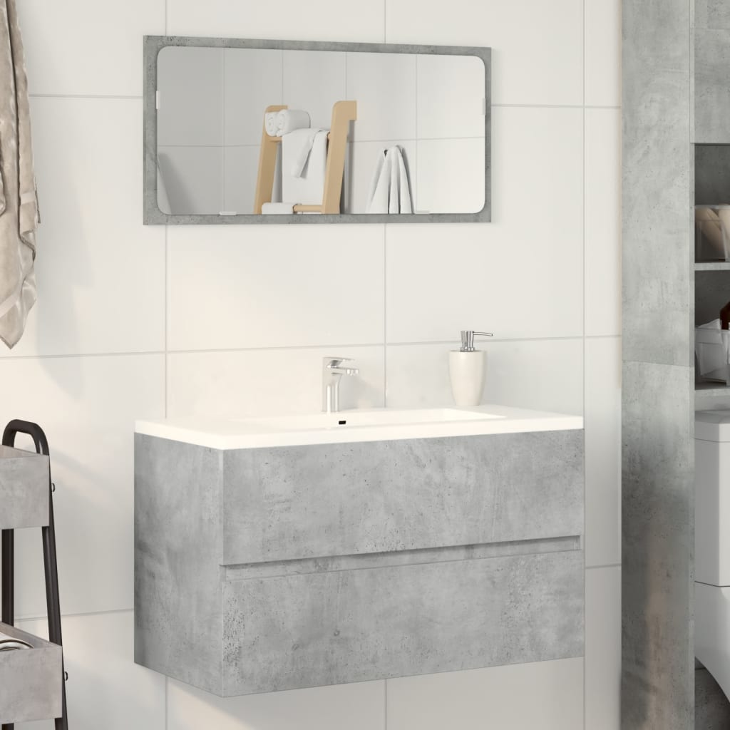 Concrete Grey Engineered Wood Bathroom Cabinet - 80x38.5x45 cm