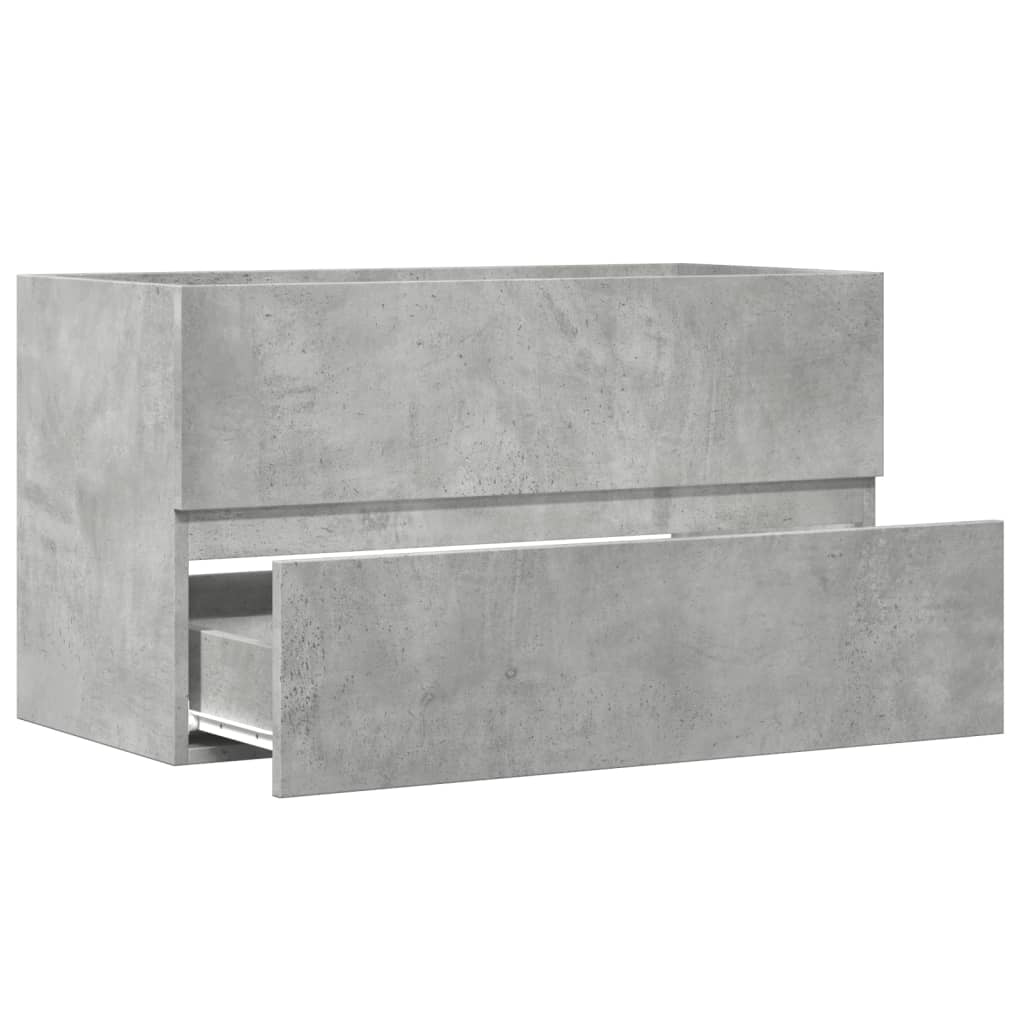 Concrete Grey Engineered Wood Bathroom Cabinet - 80x38.5x45 cm