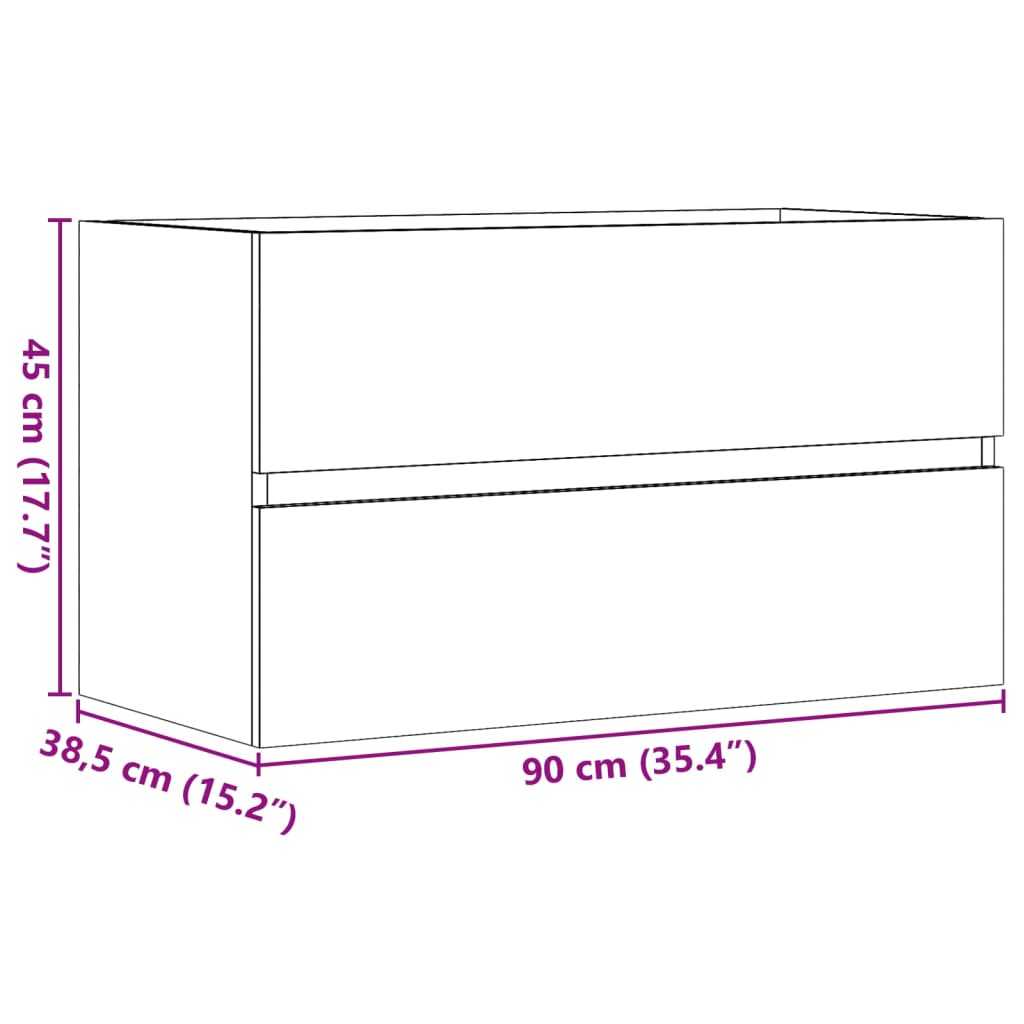 Concrete Grey Sink Cabinet, Engineered Wood, 90x38.5x45 cm