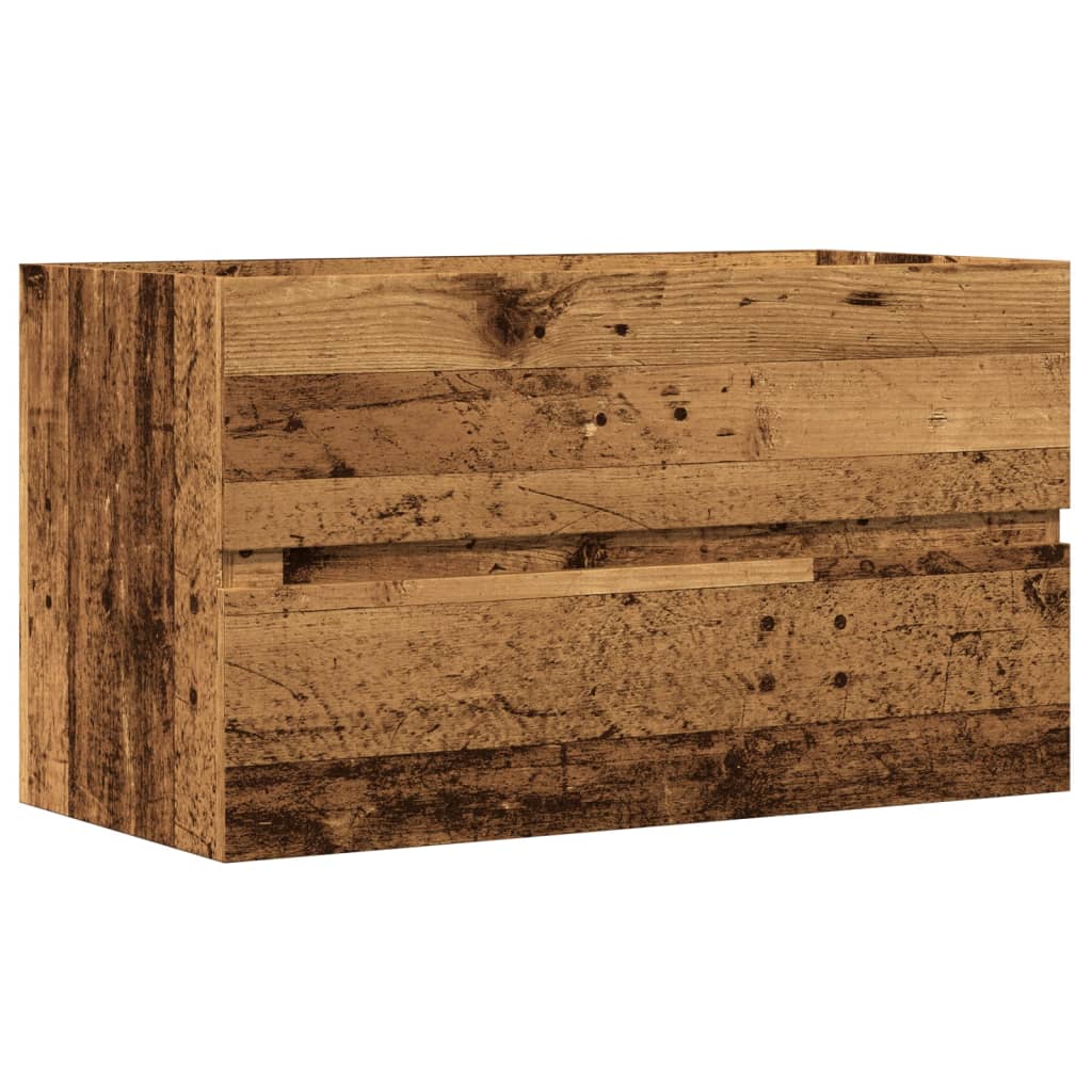 Rustic Engineered Wood Sink Cabinet, 90x38.5x45 cm - Old Wood Finish