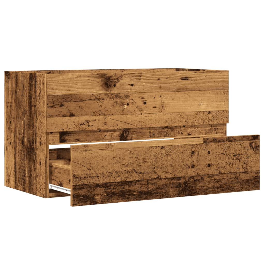 Rustic Engineered Wood Sink Cabinet, 90x38.5x45 cm - Old Wood Finish
