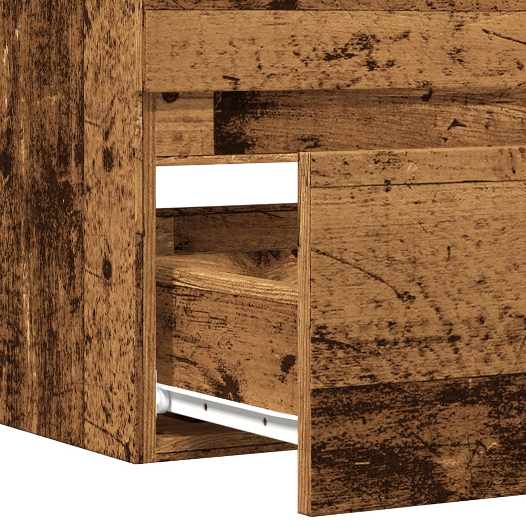 Rustic Engineered Wood Sink Cabinet, 90x38.5x45 cm - Old Wood Finish