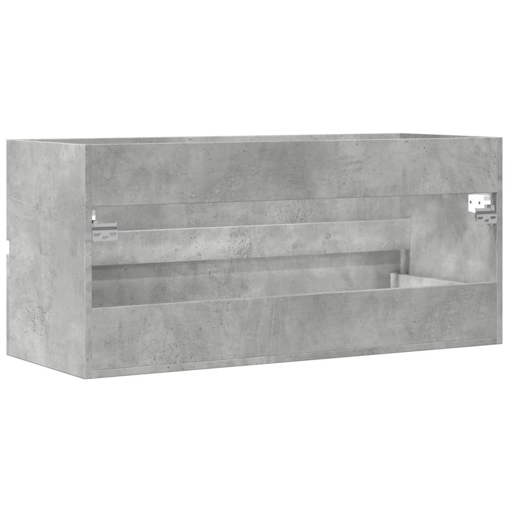 Compact Concrete Grey Sink Cabinet - Durable Engineered Wood 100cm