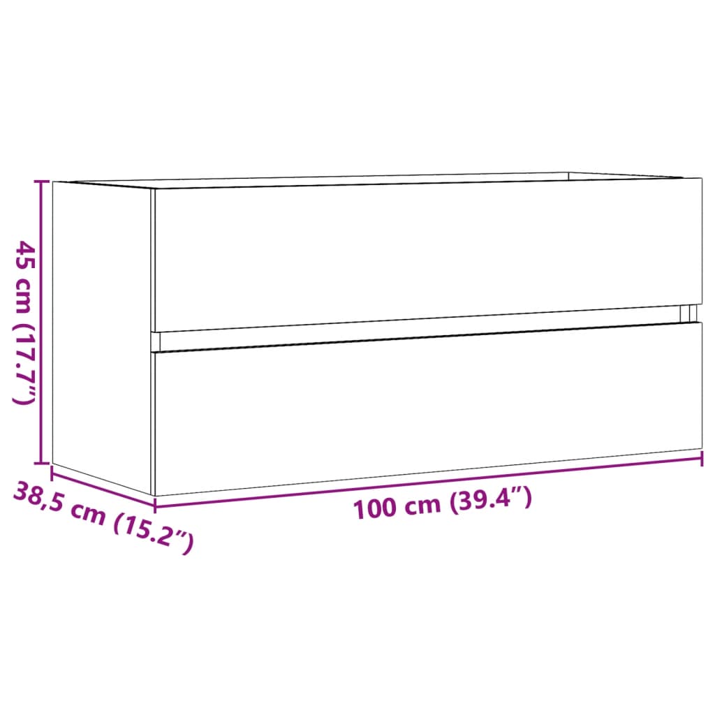 Compact Concrete Grey Sink Cabinet - Durable Engineered Wood 100cm