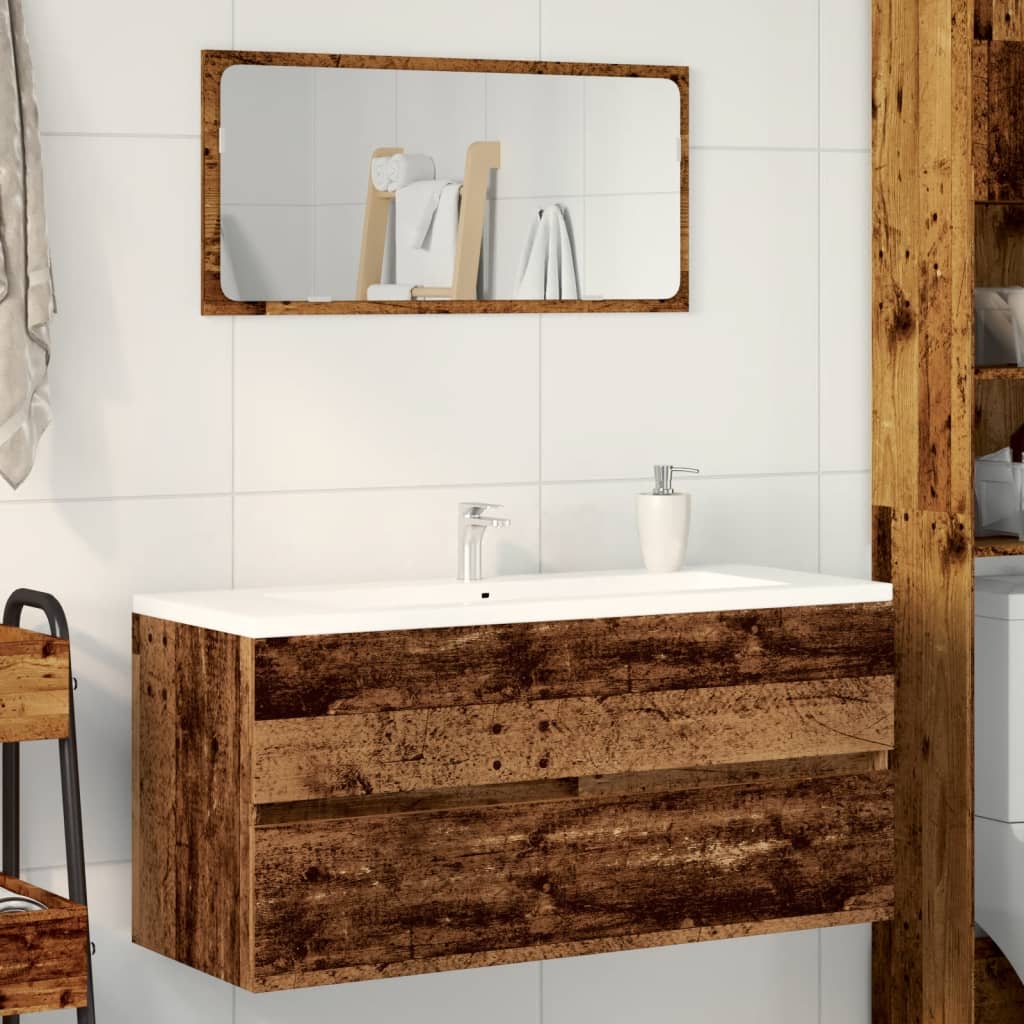 Rustic Sink Cabinet, Old Wood Finish, 100x38.5x45 cm, Engineered Wood