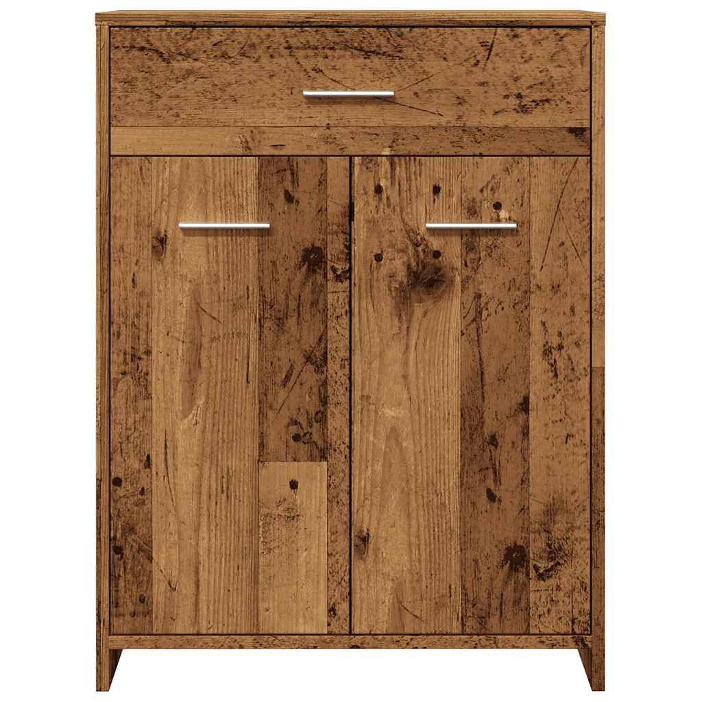 Rustic Bathroom Cabinet, Old Wood Finish, 60x33x80 cm