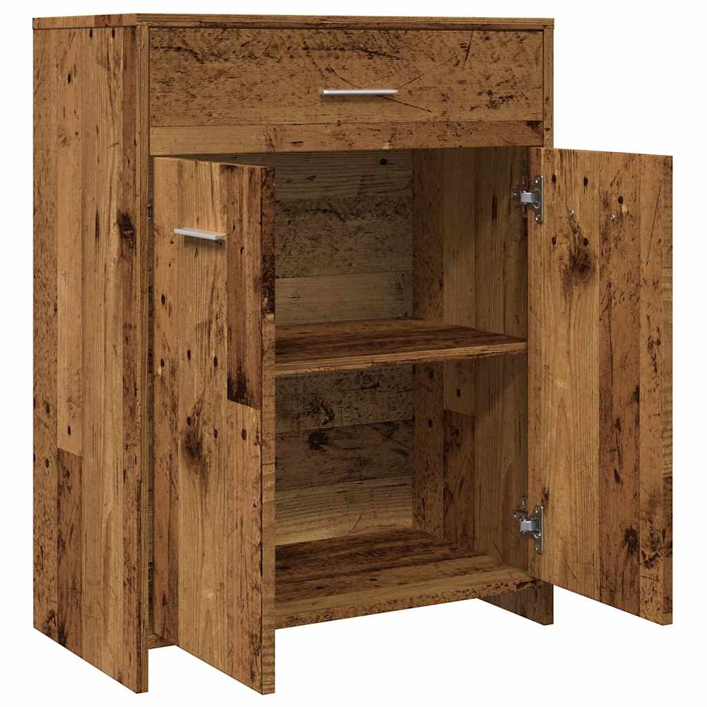 Rustic Bathroom Cabinet, Old Wood Finish, 60x33x80 cm