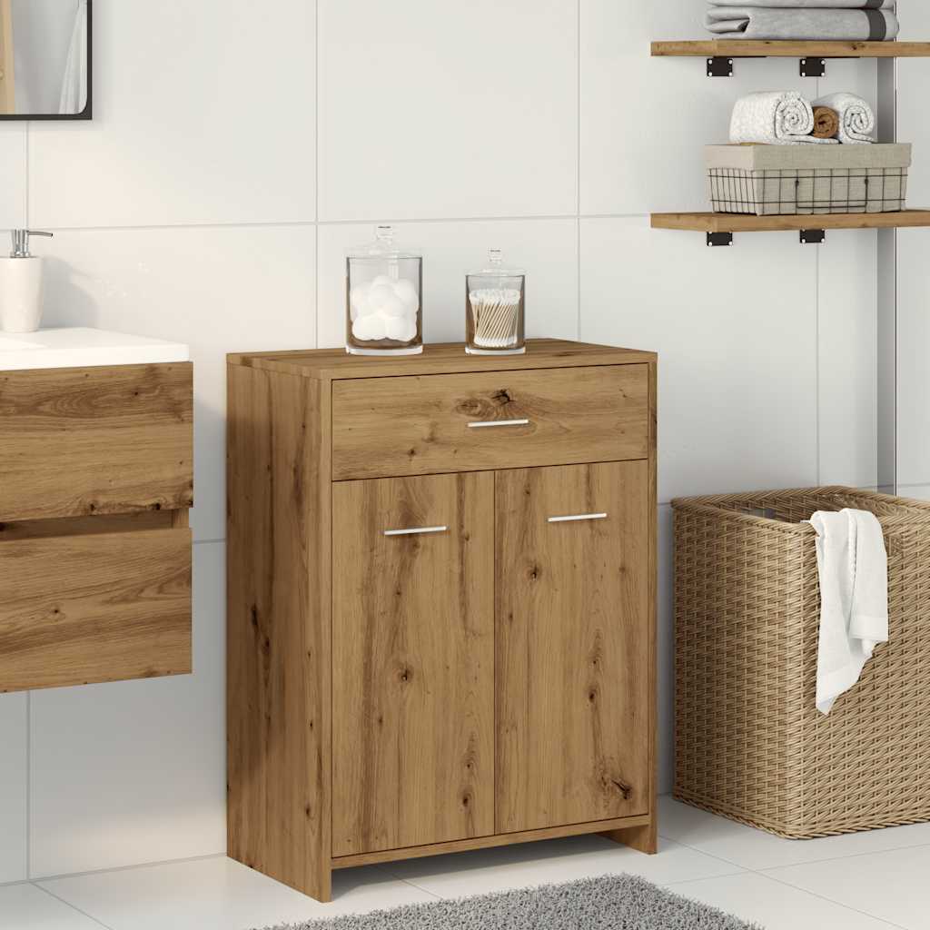 Artisan Oak Bathroom Cabinet 60x33x80 cm - Engineered Wood Elegance