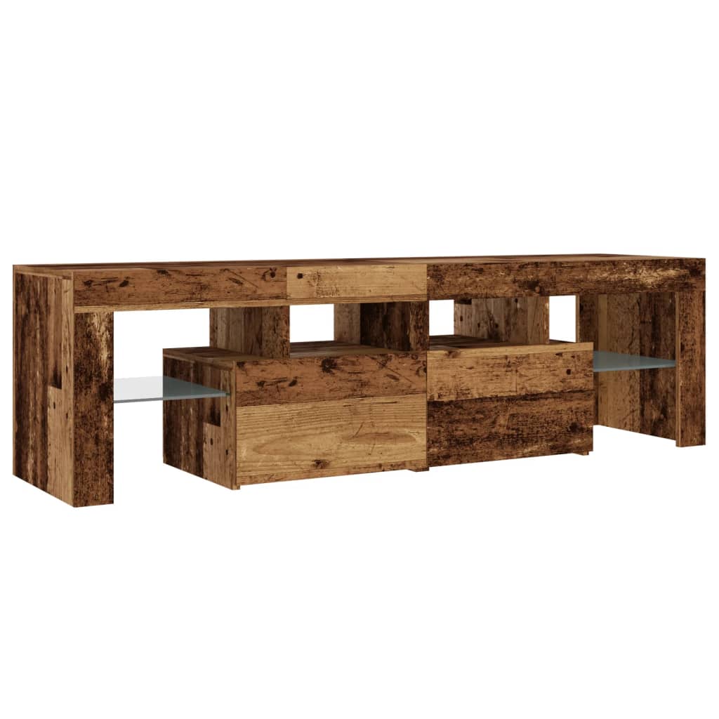 TV Cabinet with LED Lights Old Wood 140x36.5x40 cm Engineered Wood