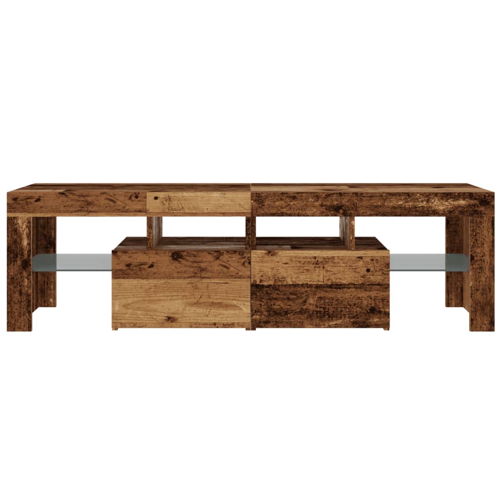 TV Cabinet with LED Lights Old Wood 140x36.5x40 cm Engineered Wood