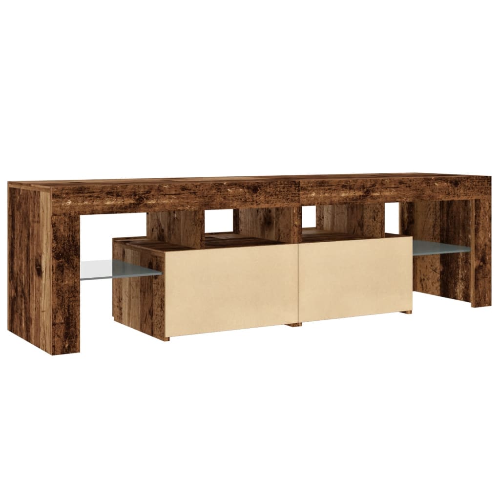 TV Cabinet with LED Lights Old Wood 140x36.5x40 cm Engineered Wood